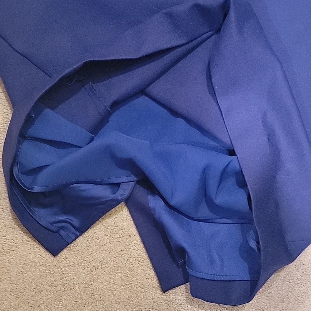 Elie Tahari royal blue leather trimmed sheath dress sz 8 - Picture 9 of 10